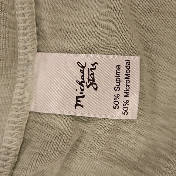 💕MICHAEL STARS💕 Dot Boatneck 3/4 Sleeve Slub Jersey Knit Tee ~ Mint Green NWOT - Picture 7 of 13